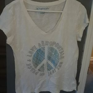 White v-neck tee